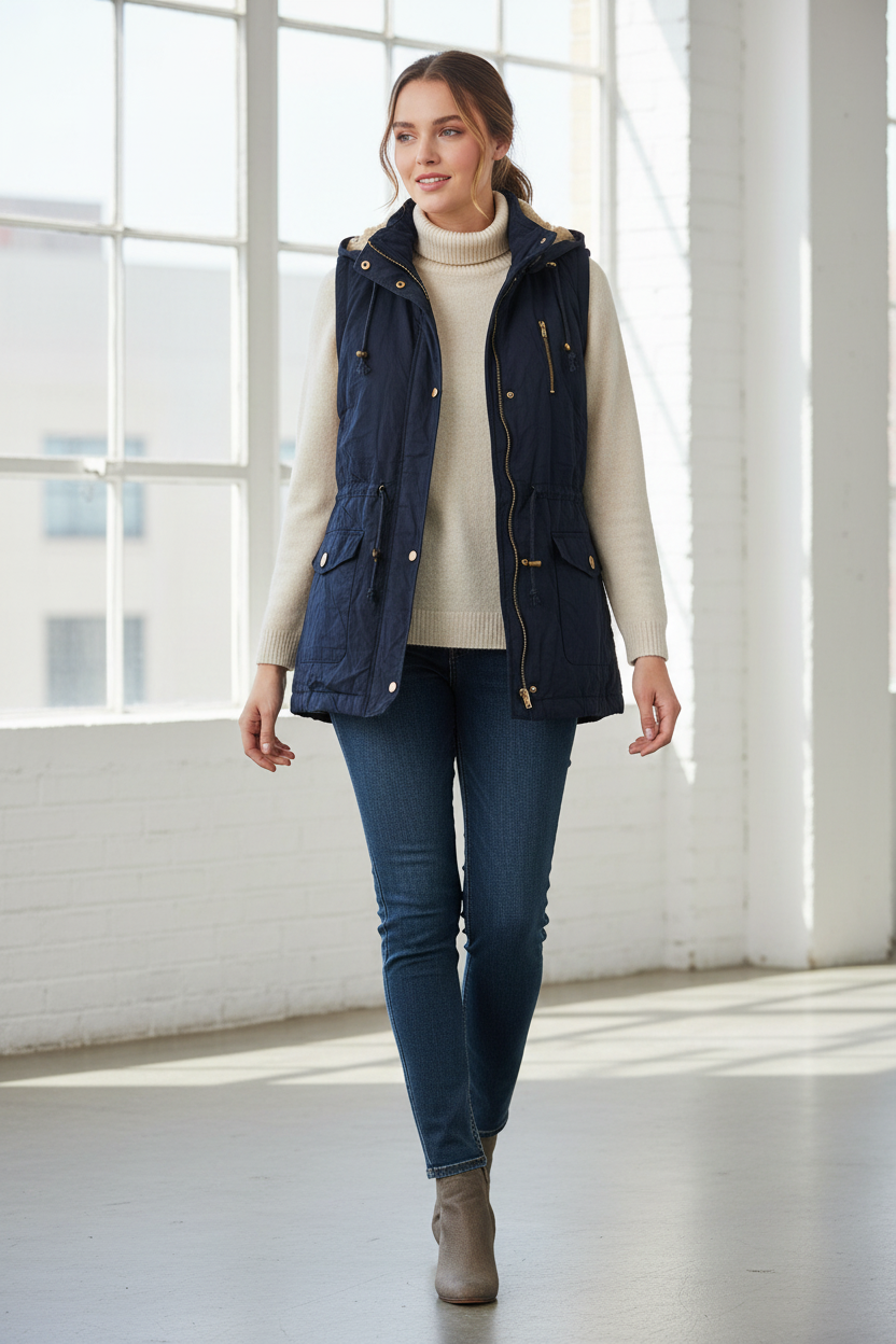 Μοντέλο με αμάνικο μπουφάν νούμερο 2XL