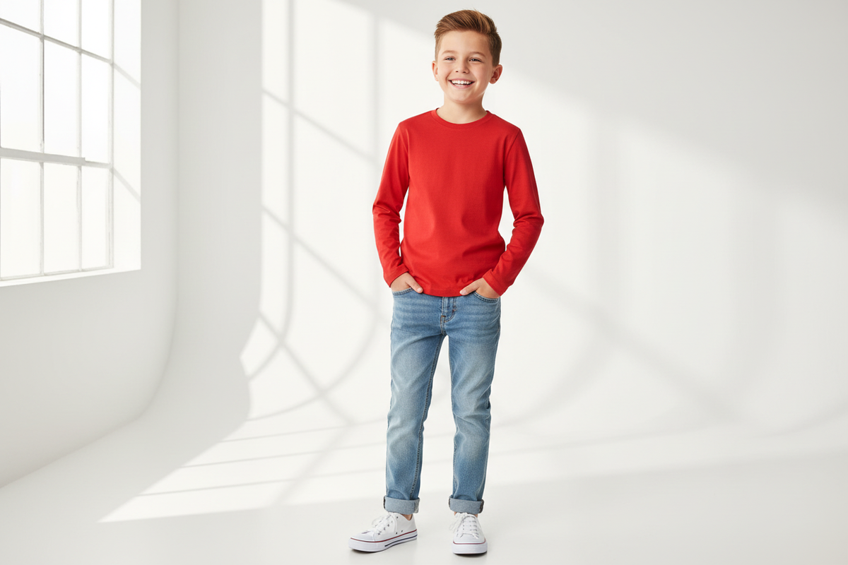 Boy 8 years old wearing t-shirt