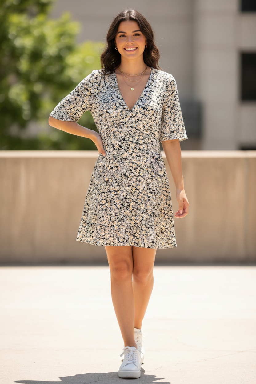 Φόρεμα Μαύρο Daisy Print Mini - Look
