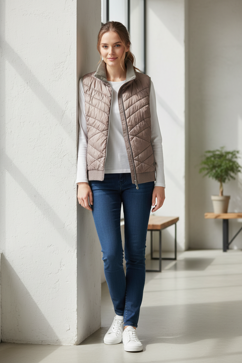 Μοντέλο με αμάνικο μπουφάν νούμερο M