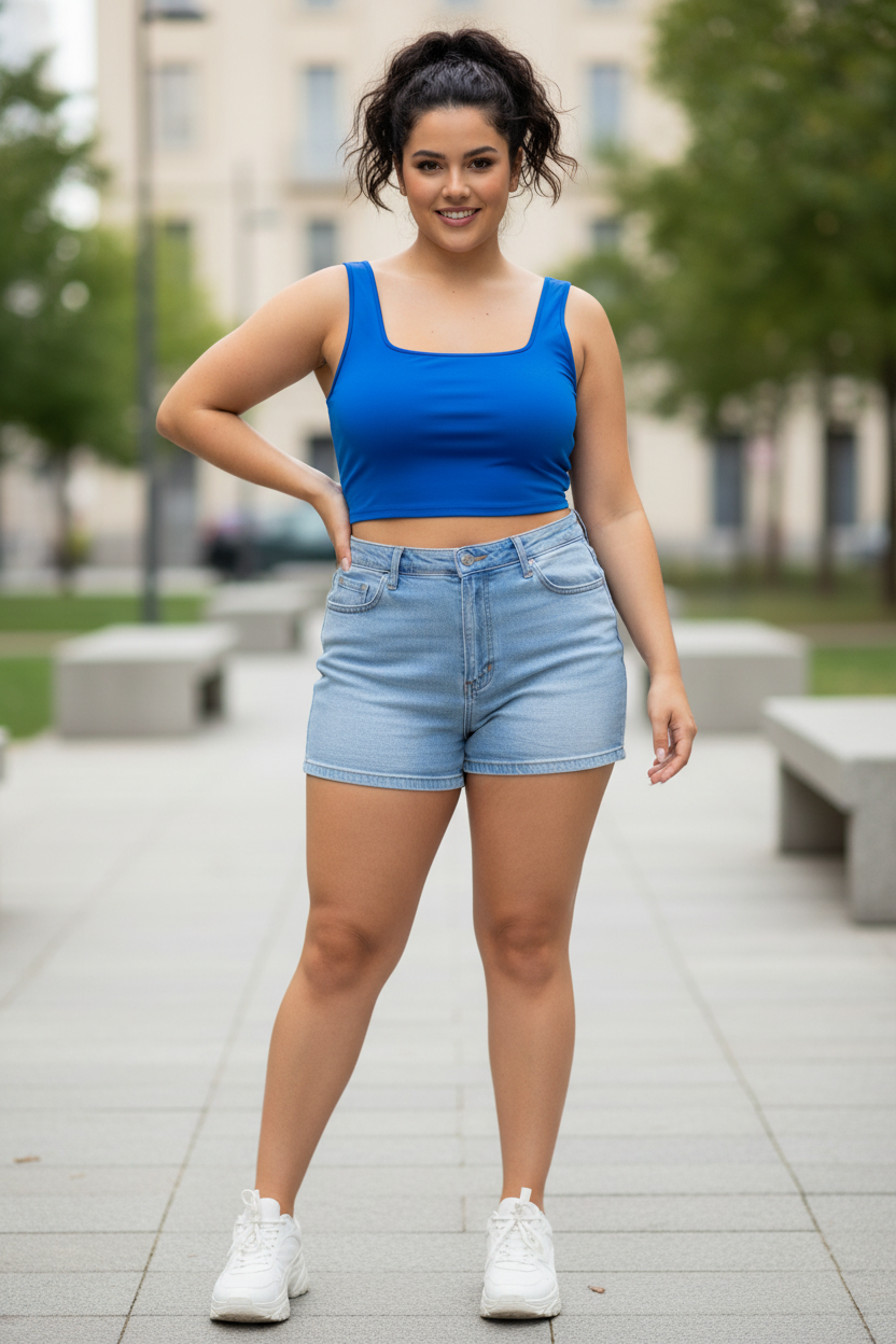 Μπλούζα Royal Blue - Plus Size Model Look