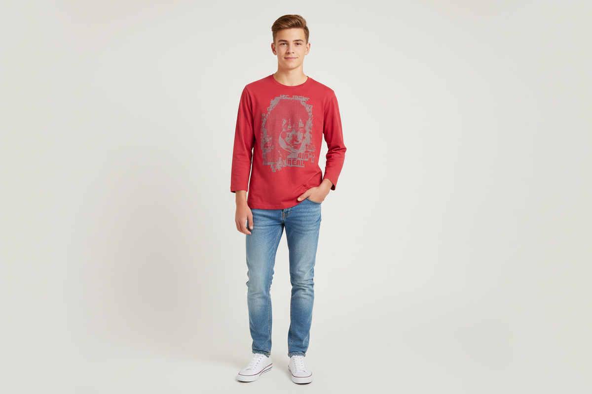 Teenage boy 15 years old wearing t-shirt