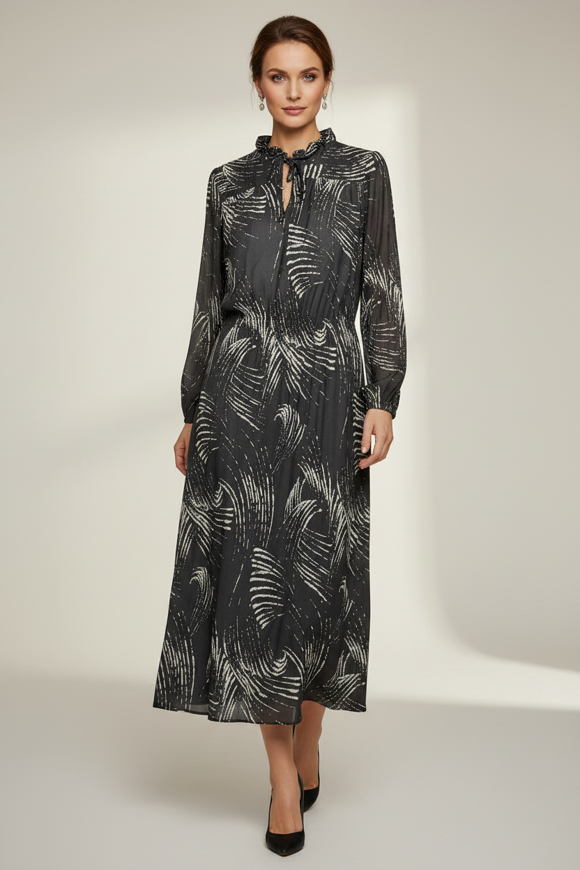 Abstract Print Maxi Dress Model - Portrait