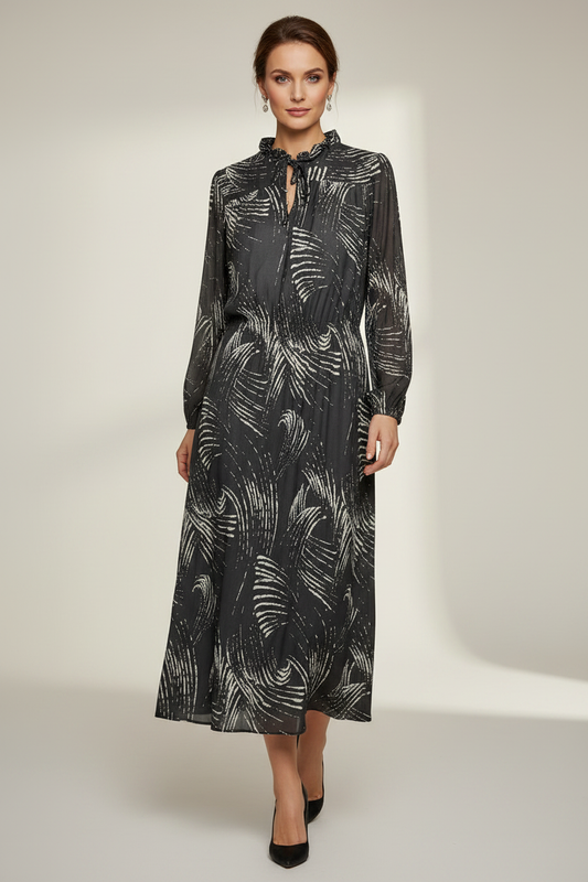 Abstract Print Maxi Dress Model - Portrait