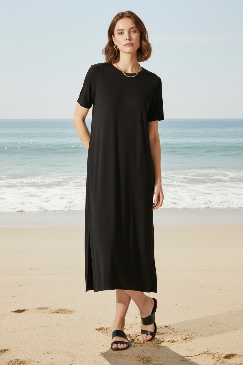 Black T-shirt Dress Model - Portrait
