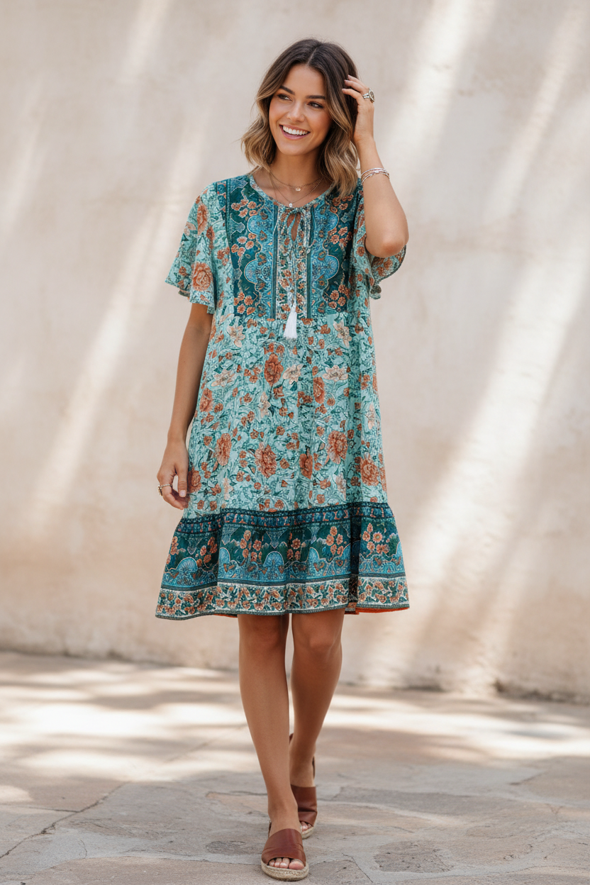 Φόρεμα Boho Floral Ethnic Print - Look