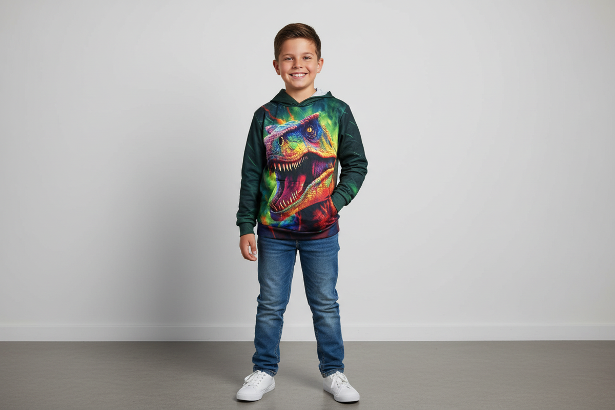 Boy 8 years old wearing hoodie
