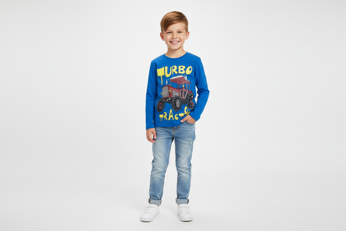 Boy 8 years old wearing t-shirt