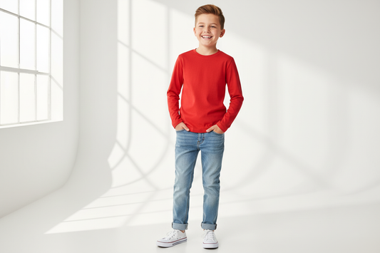 Boy 8 years old wearing t-shirt