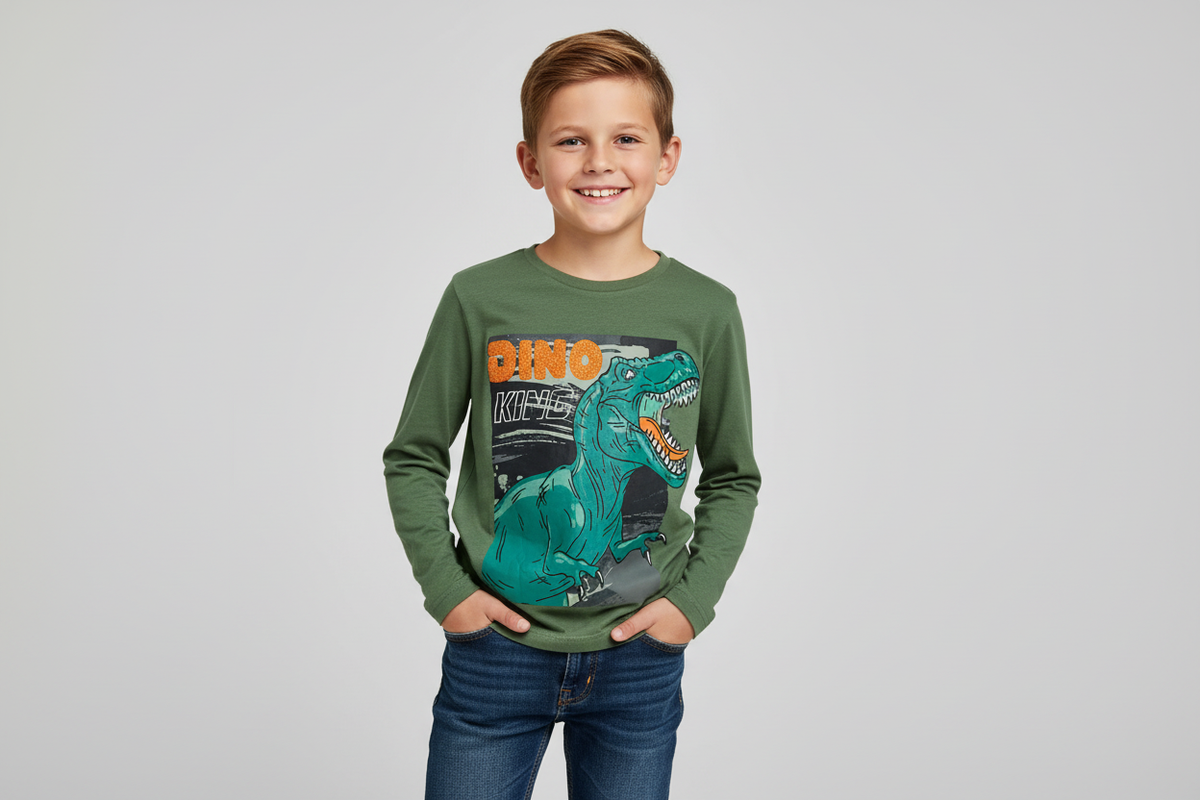 Boy 9 years old wearing t-shirt
