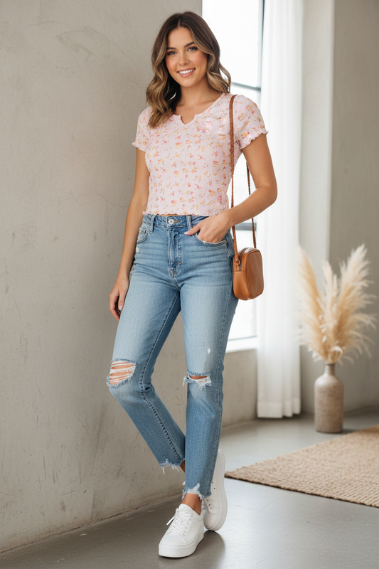 Φλοράλ Crop Top - Casual Look