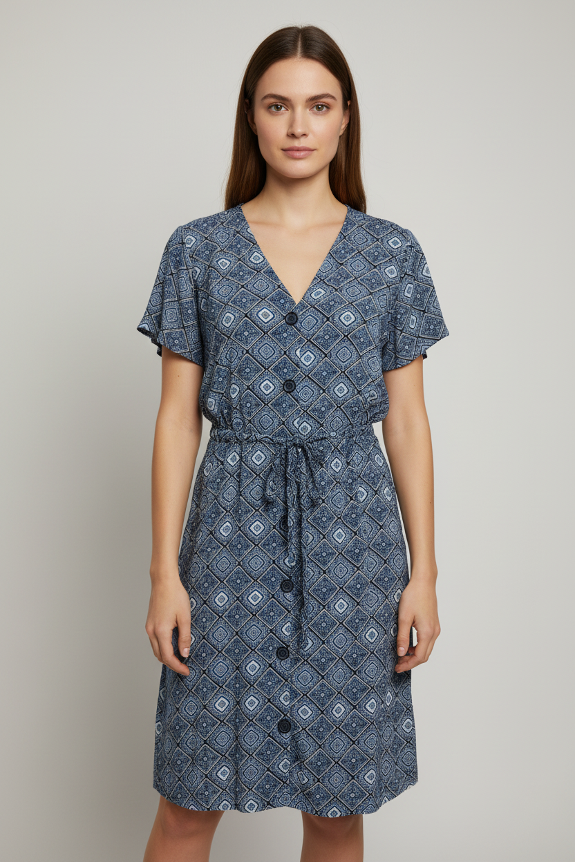 Geometric Print Knee-Length Dress Model