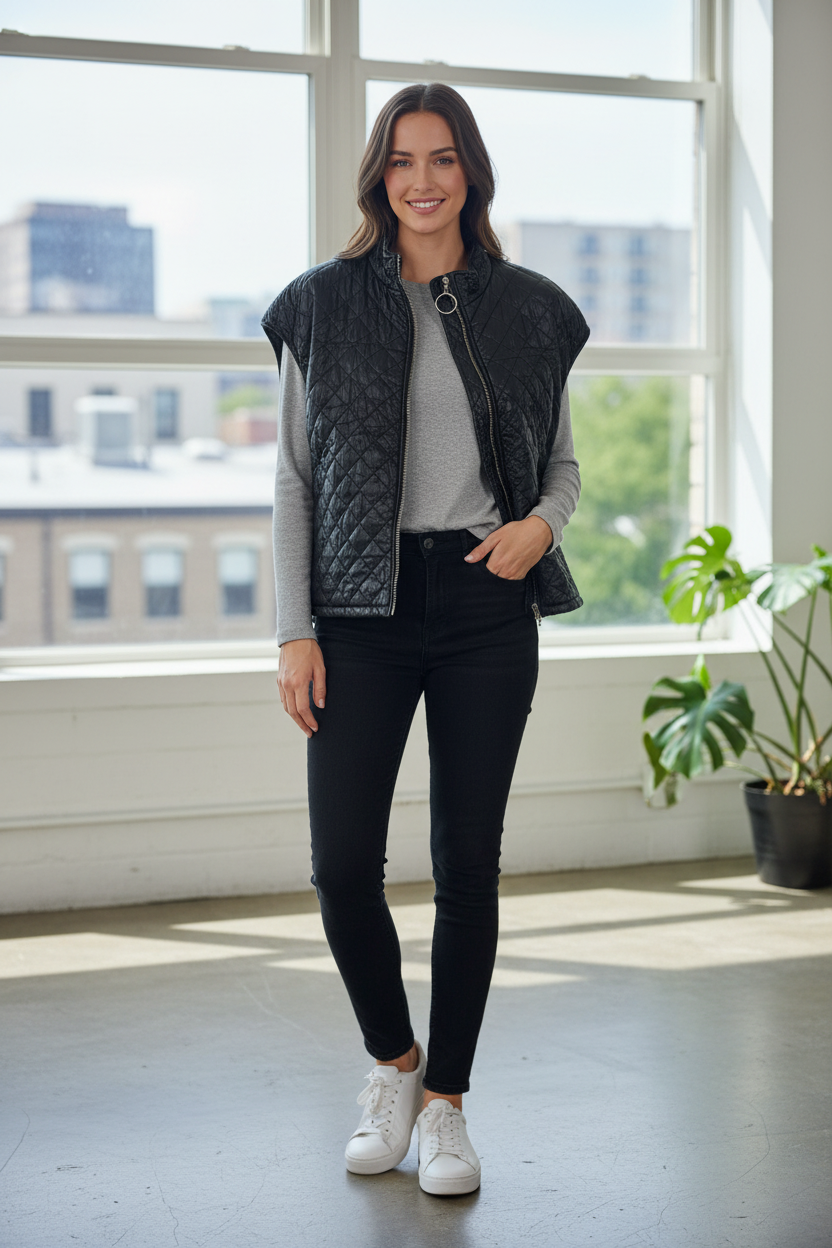 Μοντέλο με αμάνικο μπουφάν νούμερο L