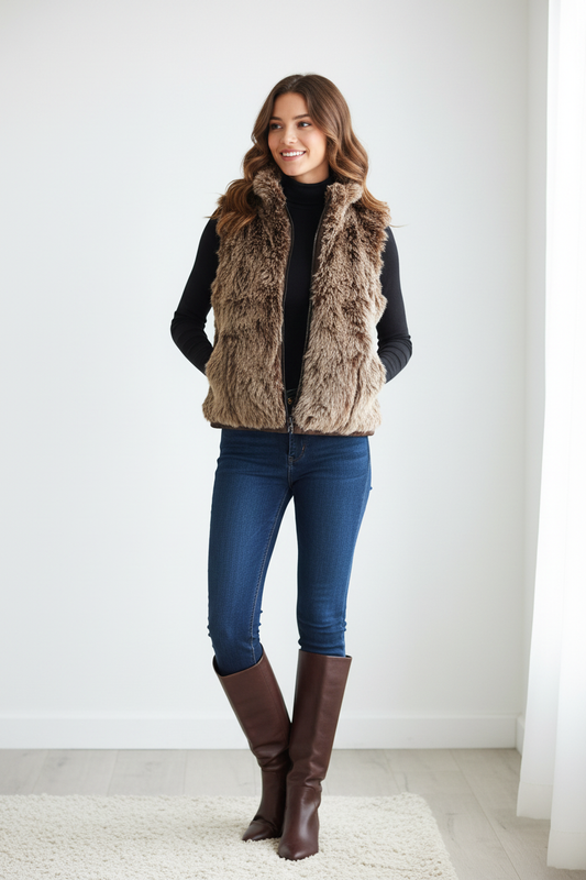 Μοντέλο με γούνινο γιλέκο νούμερο M