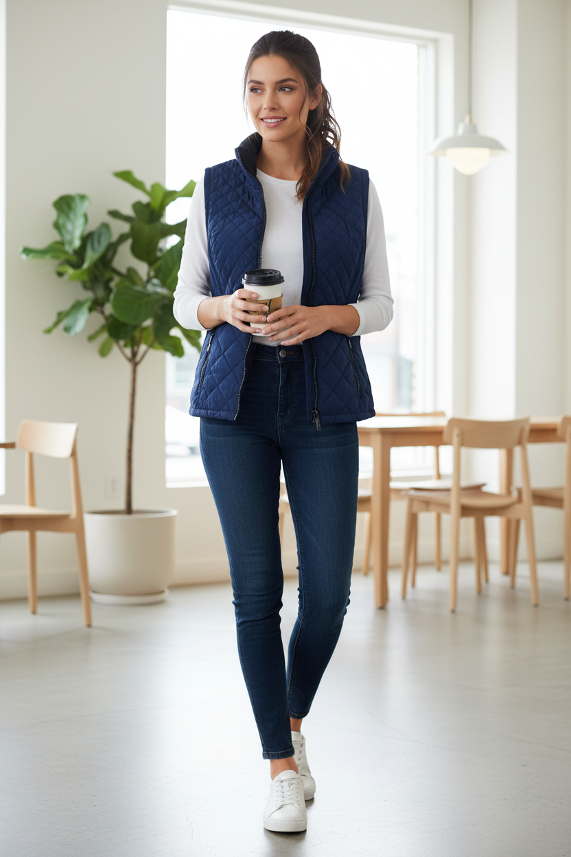 Μοντέλο με αμάνικο μπουφάν νούμερο M