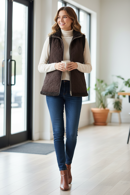 Μοντέλο με αμάνικο μπουφάν νούμερο M