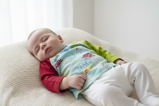 Newborn baby boy wearing t-shirt