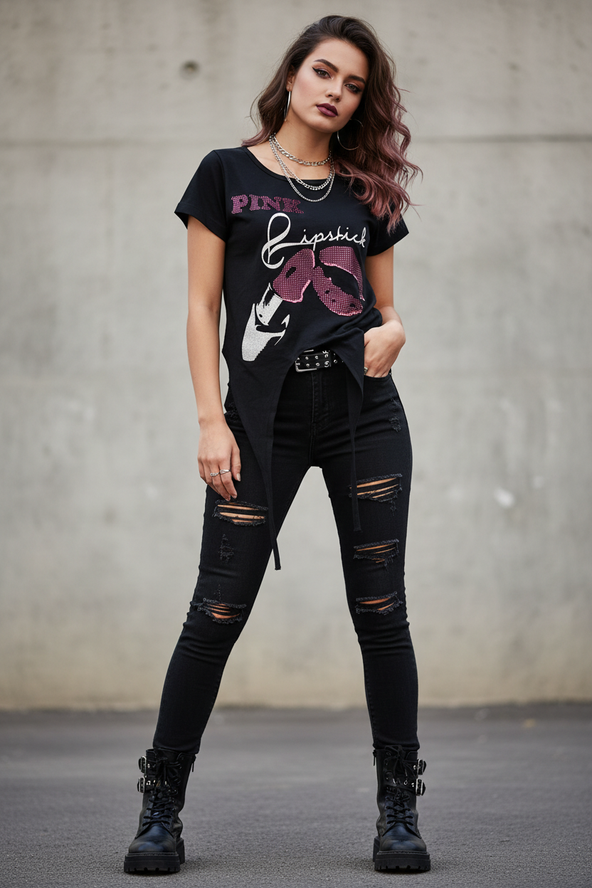 Μπλούζα Pink Lipstick Rock - Look