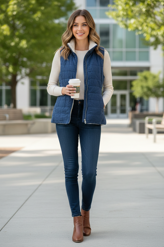 Μοντέλο με αμάνικο μπουφάν νούμερο S